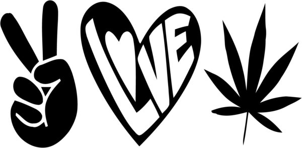 Cannabis Decal - Peace Love & Marijuana