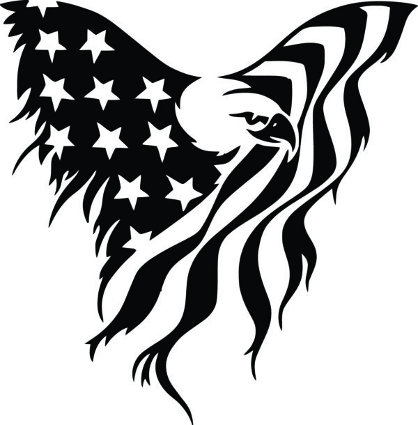 Military Decal - Flagged Eagle