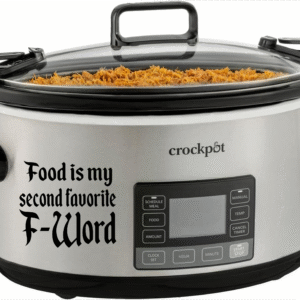 "Funny Crockpot Instant Pot Decal Sticker - 'Food is My Favorite F-Word' - Perfect Kitchen Humor Decor"