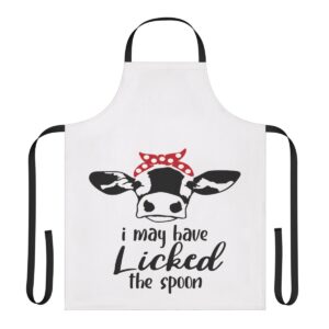 Fun Bandana Cow Apron - 'I May Have Licked The Spoon' - Perfect Gift for Cooking Lovers