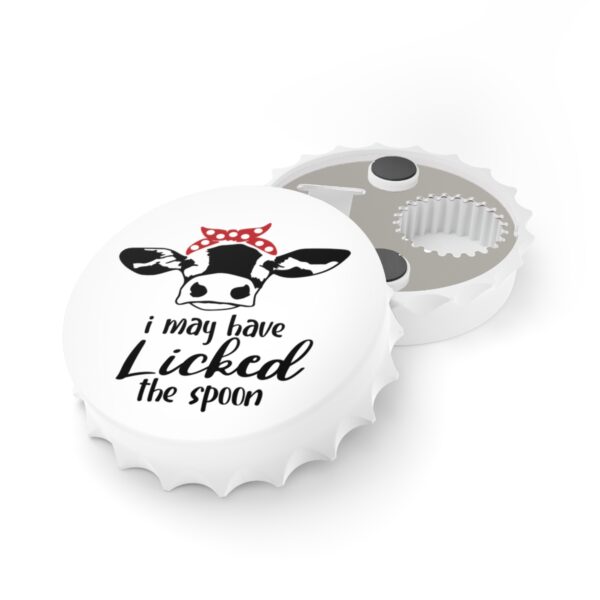 Cow Themed Bottle Opener - Fun 'I May Have Licked the Spoon' Design for Kitchen & Bar