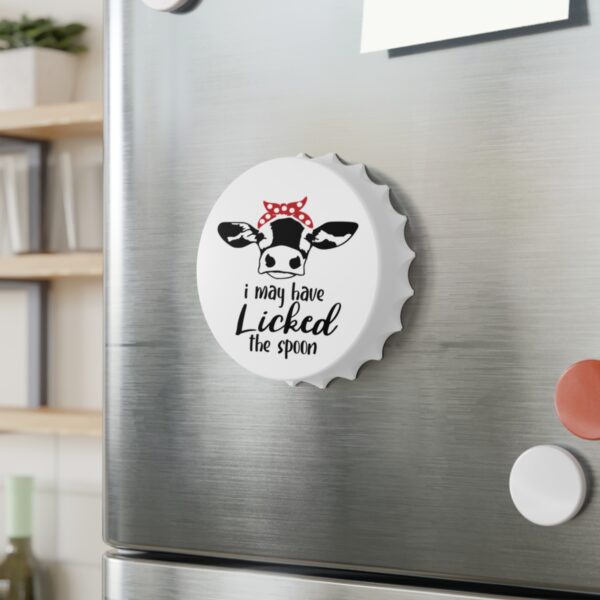 Cow Themed Bottle Opener - Fun 'I May Have Licked the Spoon' Design for Kitchen & Bar