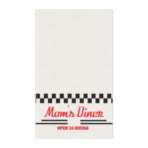 Vintage 'Mom's Diner' Polyester Tea Towels – Open 24 Hours | Retro Kitchen Decor & Gift Idea