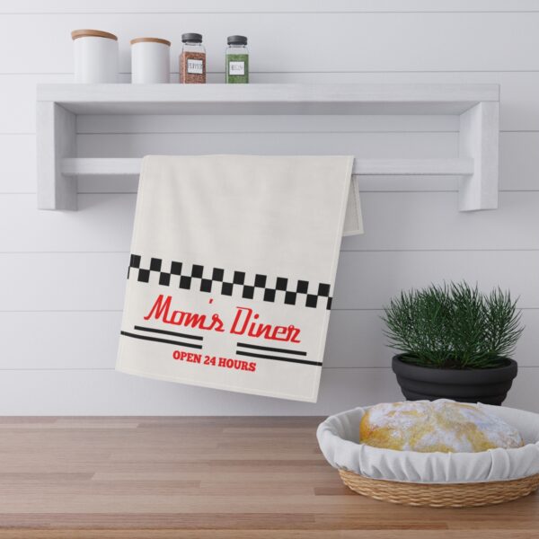 Vintage 'Mom's Diner' Polyester Tea Towels – Open 24 Hours | Retro Kitchen Decor & Gift Idea
