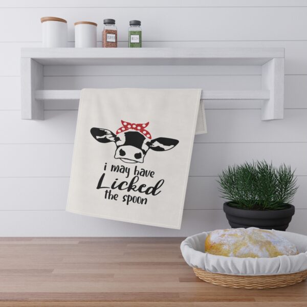 Whimsical Cow Tea Towels - Fun 'I May Have Licked the Spoon' Design for Kitchen Decor