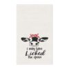 Whimsical Cow Tea Towels - Fun 'I May Have Licked the Spoon' Design for Kitchen Decor