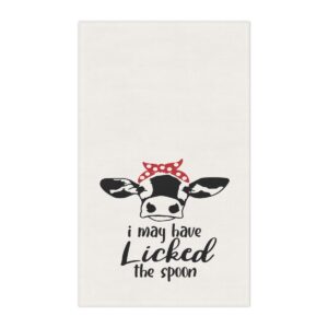 Whimsical Cow Tea Towels - Fun 'I May Have Licked the Spoon' Design for Kitchen Decor