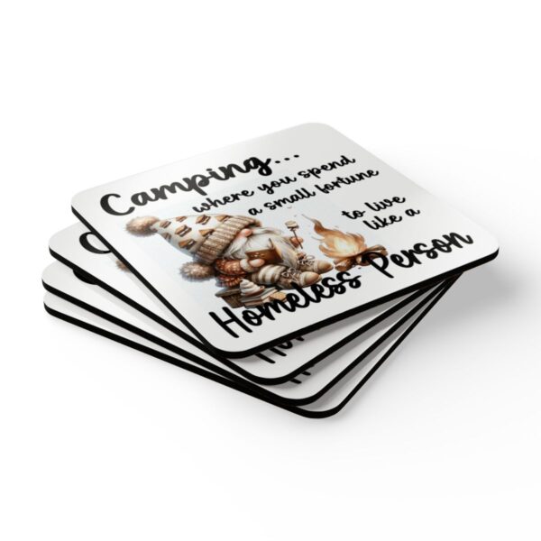 Humorous Camping Corkwood Coaster Set - Fun Outdoor Gift for Nature Lovers