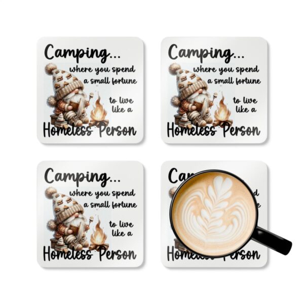 Humorous Camping Corkwood Coaster Set - Fun Outdoor Gift for Nature Lovers