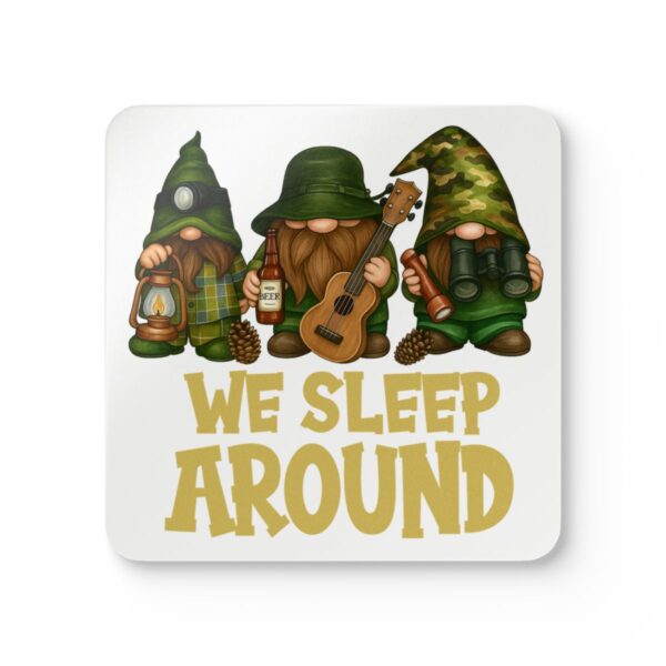 Festive Gnome Coaster Set - Quirky 'We Sleep Around' Design for Holiday Decor