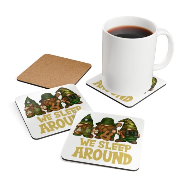 Festive Gnome Coaster Set - Quirky 'We Sleep Around' Design for Holiday Decor