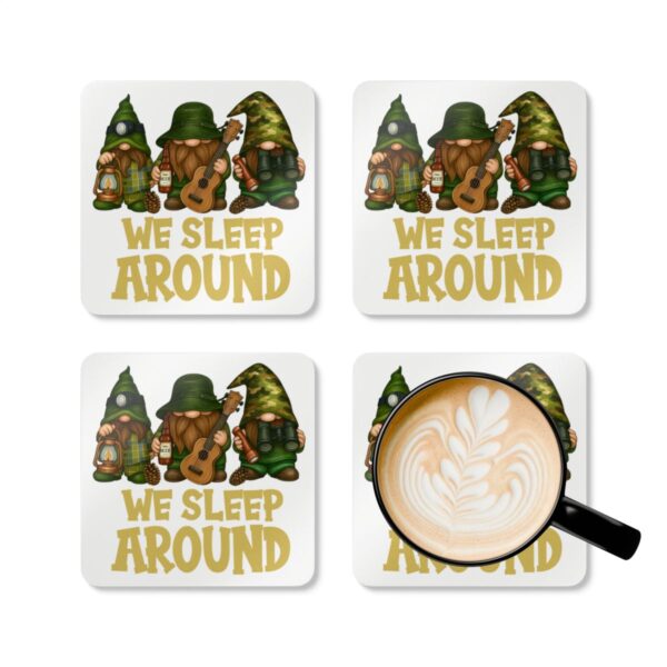 Festive Gnome Coaster Set - Quirky 'We Sleep Around' Design for Holiday Decor