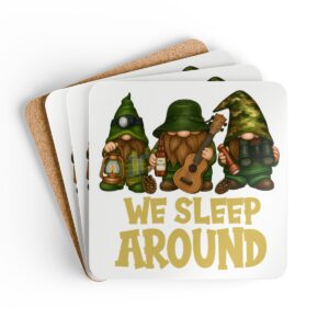 Festive Gnome Coaster Set - Quirky 'We Sleep Around' Design for Holiday Decor