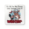 Funny BBQ Corkwood Coaster Set - 'It’s All Fun And Games Until Someone Loses A Wiener' - Perfect Gift for Grilling Enthusiasts!