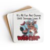 Funny BBQ Corkwood Coaster Set - 'It’s All Fun And Games Until Someone Loses A Wiener' - Perfect Gift for Grilling Enthusiasts!