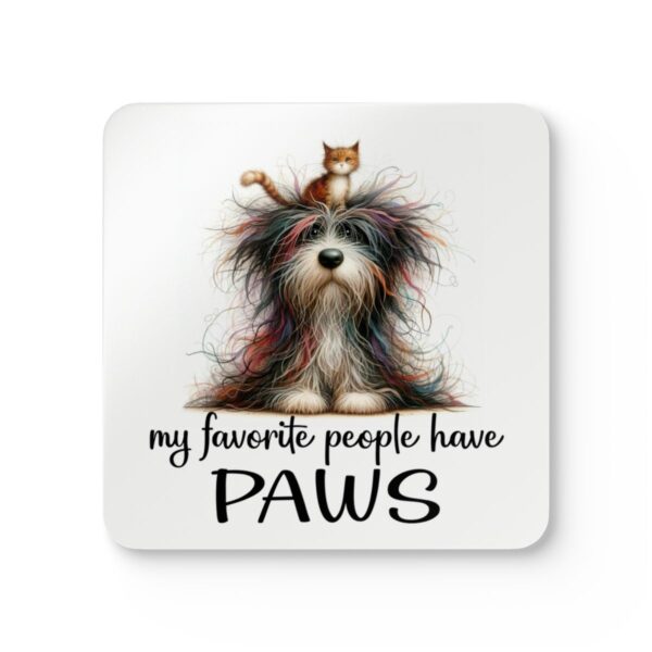 Cute Pet Lover Coaster Set - 'My Favorite People Have Paws' - Dog & Cat Decor - Perfect Animal Gifts for Pet Owners - Home Barware Essentials