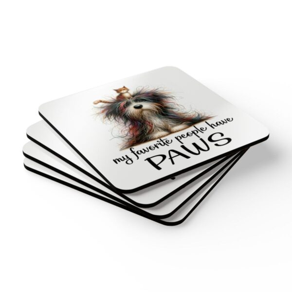 Cute Pet Lover Coaster Set - 'My Favorite People Have Paws' - Dog & Cat Decor - Perfect Animal Gifts for Pet Owners - Home Barware Essentials