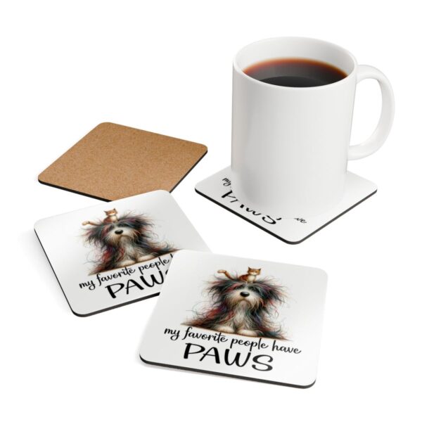 Cute Pet Lover Coaster Set - 'My Favorite People Have Paws' - Dog & Cat Decor - Perfect Animal Gifts for Pet Owners - Home Barware Essentials
