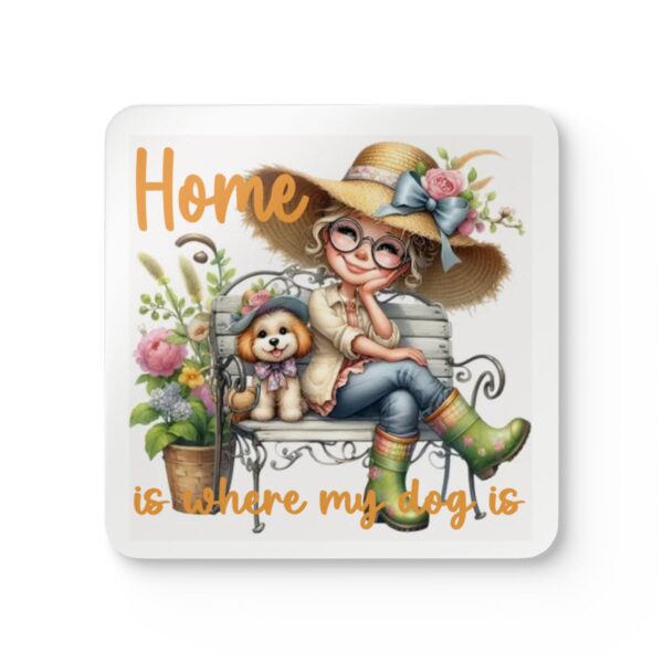 Adorable Dog-Themed Cork Coaster Set - 'Home is Where My Dog Is' - Perfect Gift for Dog Lovers