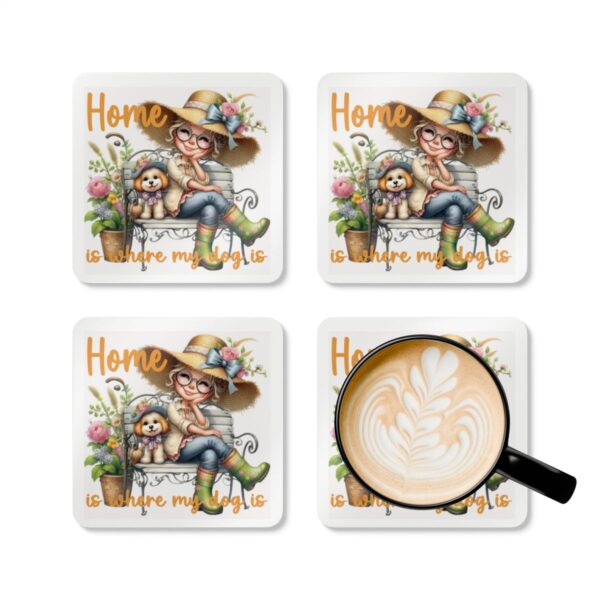 Adorable Dog-Themed Cork Coaster Set - 'Home is Where My Dog Is' - Perfect Gift for Dog Lovers