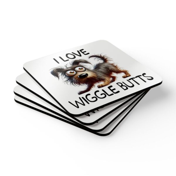 Wiggle Butts Dog Coaster Set - Adorable Corkwood Pet Decor!