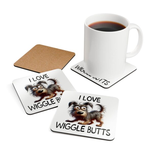 Wiggle Butts Dog Coaster Set - Adorable Corkwood Pet Decor!