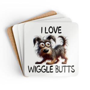 Wiggle Butts Dog Coaster Set - Adorable Corkwood Pet Decor!