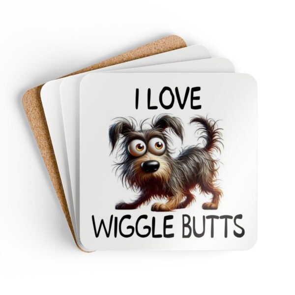 Wiggle Butts Dog Coaster Set - Adorable Corkwood Pet Decor!