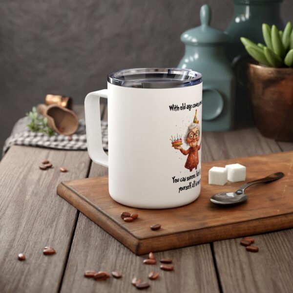 Funny Insulated Coffee Mug for Birthdays - Great for Seniors