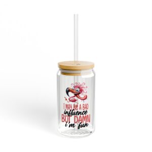 Playful Flamingo Sipper Glass Beverage Jar - Fun Drinkware for Parties