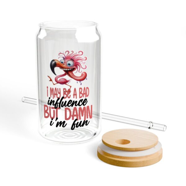 Playful Flamingo Sipper Glass Beverage Jar - Fun Drinkware for Parties