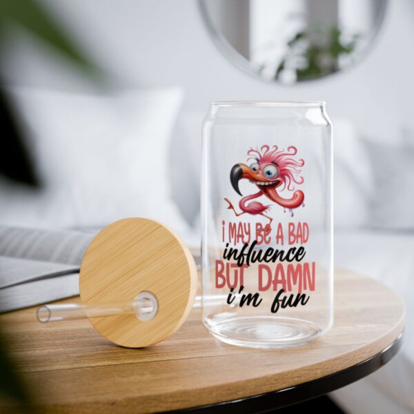Playful Flamingo Sipper Glass Beverage Jar - Fun Drinkware for Parties