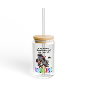 Funny Zebra Sipper Glass Glass Tumbler - Gift for Animal Lovers
