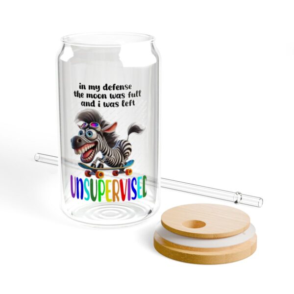 Funny Zebra Sipper Glass Glass Tumbler - Gift for Animal Lovers