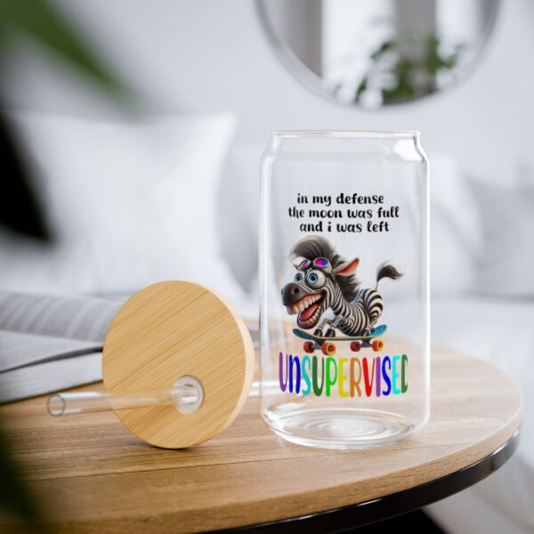 Funny Zebra Sipper Glass Glass Tumbler - Gift for Animal Lovers