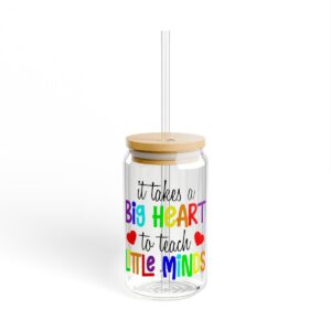 Rainbow Teacher Sipper Glass - Big Heart Little Minds Drinkware