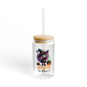 Magical Sipper Glass with Straw - Cute Witch Design