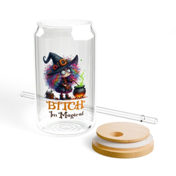 Magical Sipper Glass with Straw - Cute Witch Design