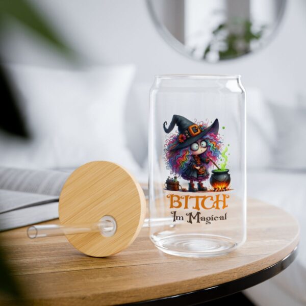 Magical Sipper Glass with Straw - Cute Witch Design
