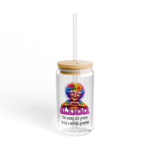 Groovy Grandma Sipper Glass - Colorful Drinkware for Fun Parties