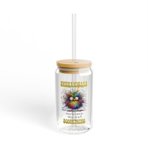 Colorful Sipper Glass, Vibrant Drinkware, Eco-Friendly Glass Jar with Straw - Fun Party Accessory