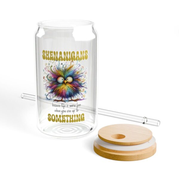 Colorful Sipper Glass, Vibrant Drinkware, Eco-Friendly Glass Jar with Straw - Fun Party Accessory