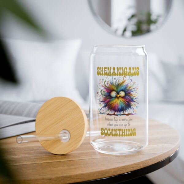 Colorful Sipper Glass, Vibrant Drinkware, Eco-Friendly Glass Jar with Straw - Fun Party Accessory