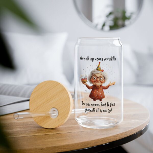 Funny Sipper Glass Drinkware Gift for Seniors - Unique Humor for Elderly