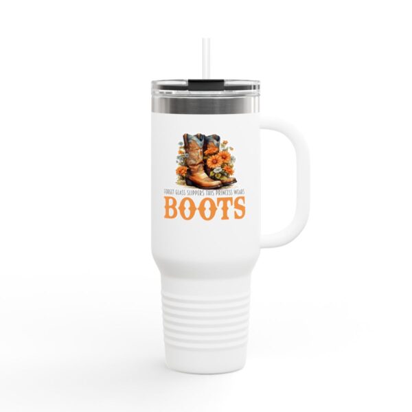 **Discover the Ultimate Autumn Companion: The Autumn Boots Insulated Travel Mug, 40oz** Elevate your fall adventures with the *Autumn Boots Insulated Travel Mug*, the quintessential accessory for every pumpkin spice lover and outdoor enthusiast. Engineered with precision, this 40oz travel cup is not just a vessel; it's a statement of style and functionality, perfect for those crisp autumn days. **Unmatched Insulation for Every Sip** Our travel mug is designed with advanced double-wall insulation, ensuring that your favorite fall beverages stay hot for up to 12 hours or refreshingly cold for up to 24. Whether you're sipping on a pumpkin spice latte or a chilled cider, enjoy every sip at the perfect temperature. **Personalize Your Adventure** Make it uniquely yours! Our travel mug offers personalization options, allowing you to add a name, a special date, or a meaningful quote. This personalized touch makes it an exceptional gift for her—ideal for birthdays, anniversaries, or simply to surprise the autumn aficionado in your life. **Durable and Adventure-Ready** Crafted for the adventurer, the Autumn Boots Travel Mug is built to withstand all your outdoor escapades. Its robust design is spill-proof and easy to grip, ensuring it remains your loyal companion, whether you're hiking through colorful trails or cozying up by the campfire. **Eco-Friendly and Stylish** Celebrate the season sustainably. Our mug is made from high-quality, BPA-free materials, reflecting our commitment to eco-friendly practices. Its sleek design, adorned with charming autumn motifs, makes it a fashionable accessory that compliments any fall outfit. **Perfect Gift for the Season** Searching for the perfect gift? Look no further. This travel mug is an ideal choice for any coffee or tea lover, especially those who relish the flavors of fall. It's not just a mug; it's an experience, wrapped in the warmth and comfort of autumn. **Order Your Autumn Boots Insulated Travel Mug Today!** Don't miss out on the ultimate fall accessory. Order now and embrace the season with every sip. The *Autumn Boots Insulated Travel Mug* is more than a purchase; it's an invitation to enjoy the beauty of autumn, one drink at a time.